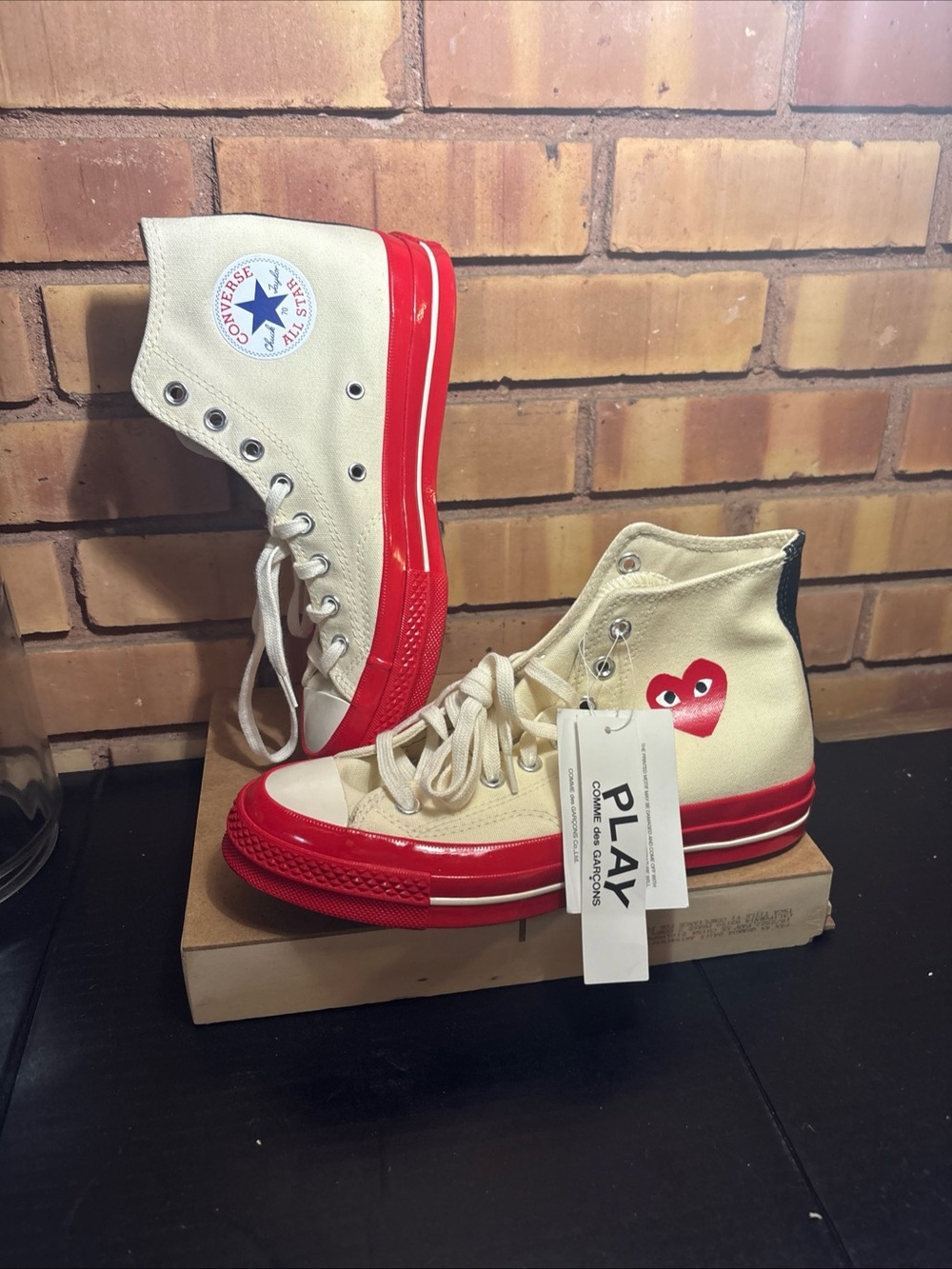 Men 7 Women 9 Converse X CDG Comme Des Garcons White Red Sole Chuck 70 High